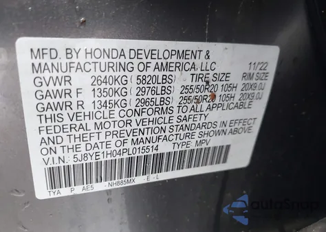 2023 Acura Mdx A-Spec from USA, damaged, VIN 5J8YE1H04PL015514